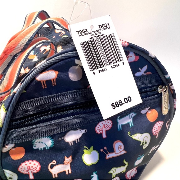 NWT LeSportsac Round Shoulder Duffle - "Lil Guys" Animal Forests Print - Kids - Picture 4 of 6